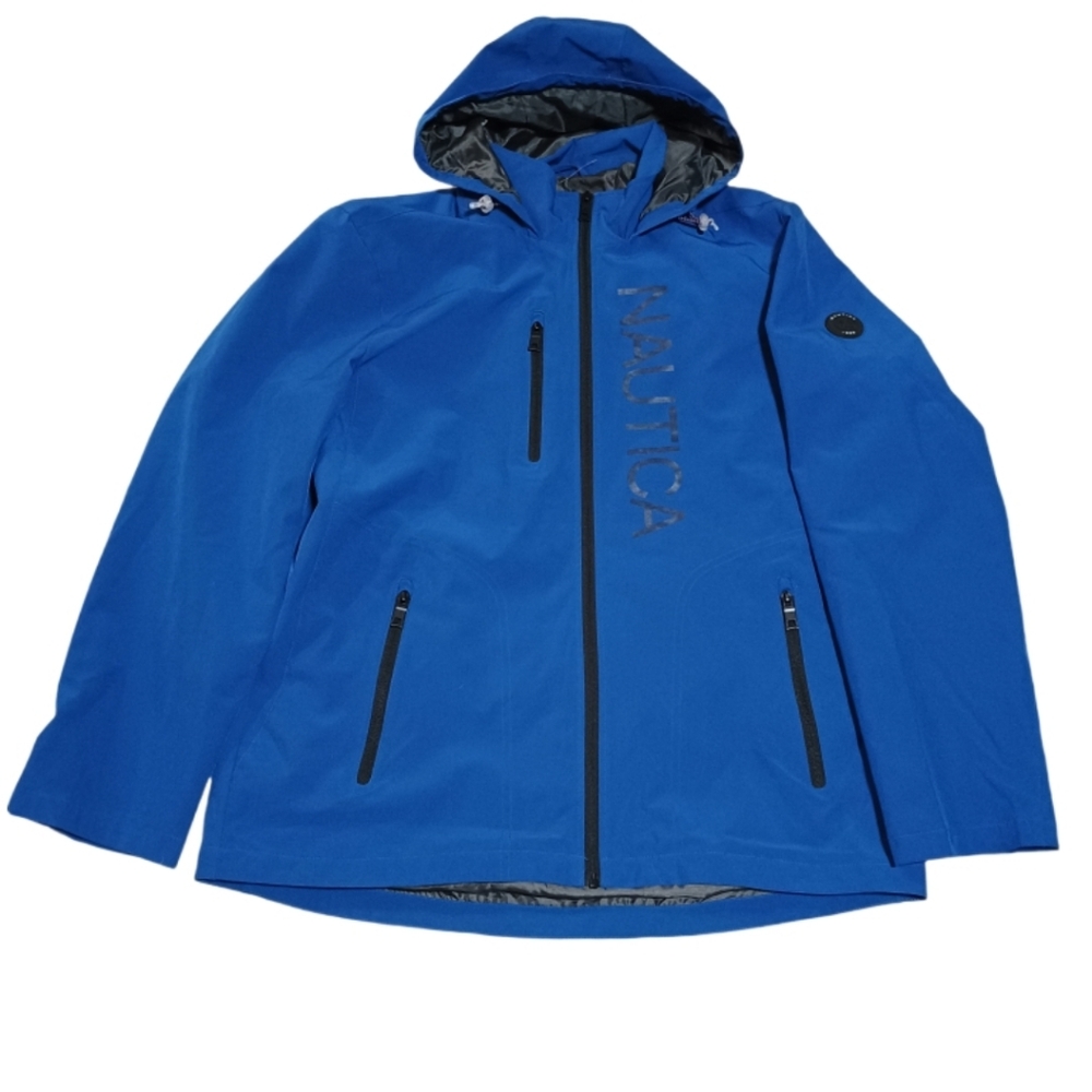Nautica Men's Bold Blue Hooded Raincoat NWOT